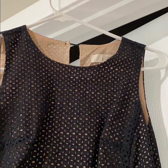 Ann Taylor LOFT Petite black eyelet shift dress - Picture 3 of 7